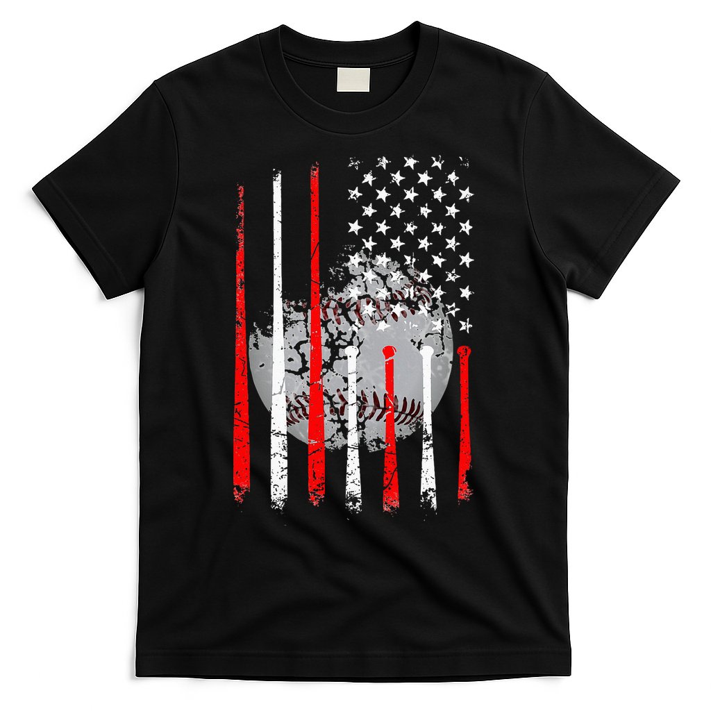 Baseball Usa Flag American Flag Vintage T-Shirt