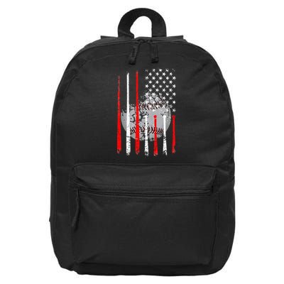 Baseball Usa Flag American Flag Vintage 16 in Basic Backpack