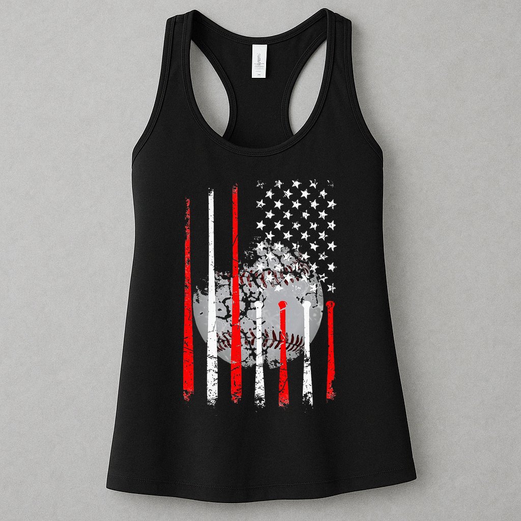 Baseball Usa Flag American Flag Vintage Womens Tank Top