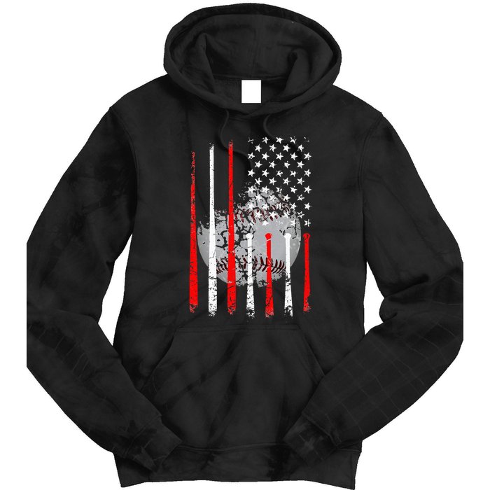 Baseball Usa Flag American Flag Vintage Tie Dye Hoodie