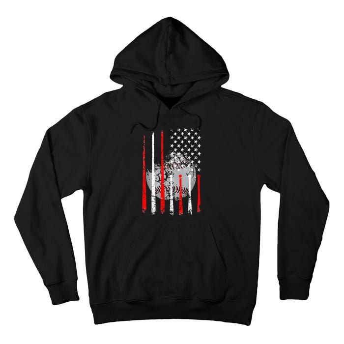 Baseball Usa Flag American Flag Vintage Tall Hoodie