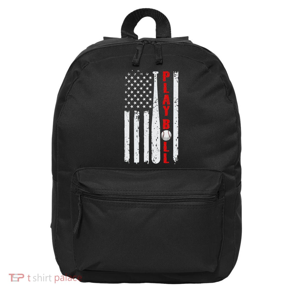 Baseball USA Flag Ball and Bat PLAY BALL Softball Baseball 16 in Basic Backpack