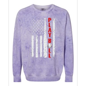 Baseball USA Flag Ball and Bat PLAY BALL Baseball Colorblast Crewneck Sweatshirt