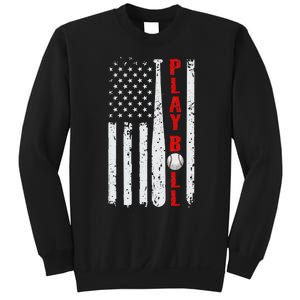 Baseball USA Flag Ball and Bat PLAY BALL Baseball Sweatshirt