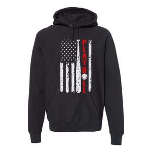 Baseball USA Flag Ball and Bat PLAY BALL Baseball Premium Hoodie