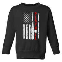 Baseball USA Flag Ball and Bat PLAY BALL Baseball Toddler Sweatshirt