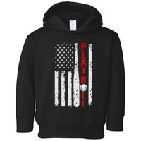 Baseball USA Flag Ball and Bat PLAY BALL Baseball Toddler Hoodie