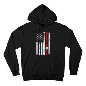 Baseball USA Flag Ball and Bat PLAY BALL Baseball Tall Hoodie