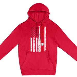 Baseball USA Flag Ball and Bat PLAY BALL Baseball Premium Pullover Hoodie