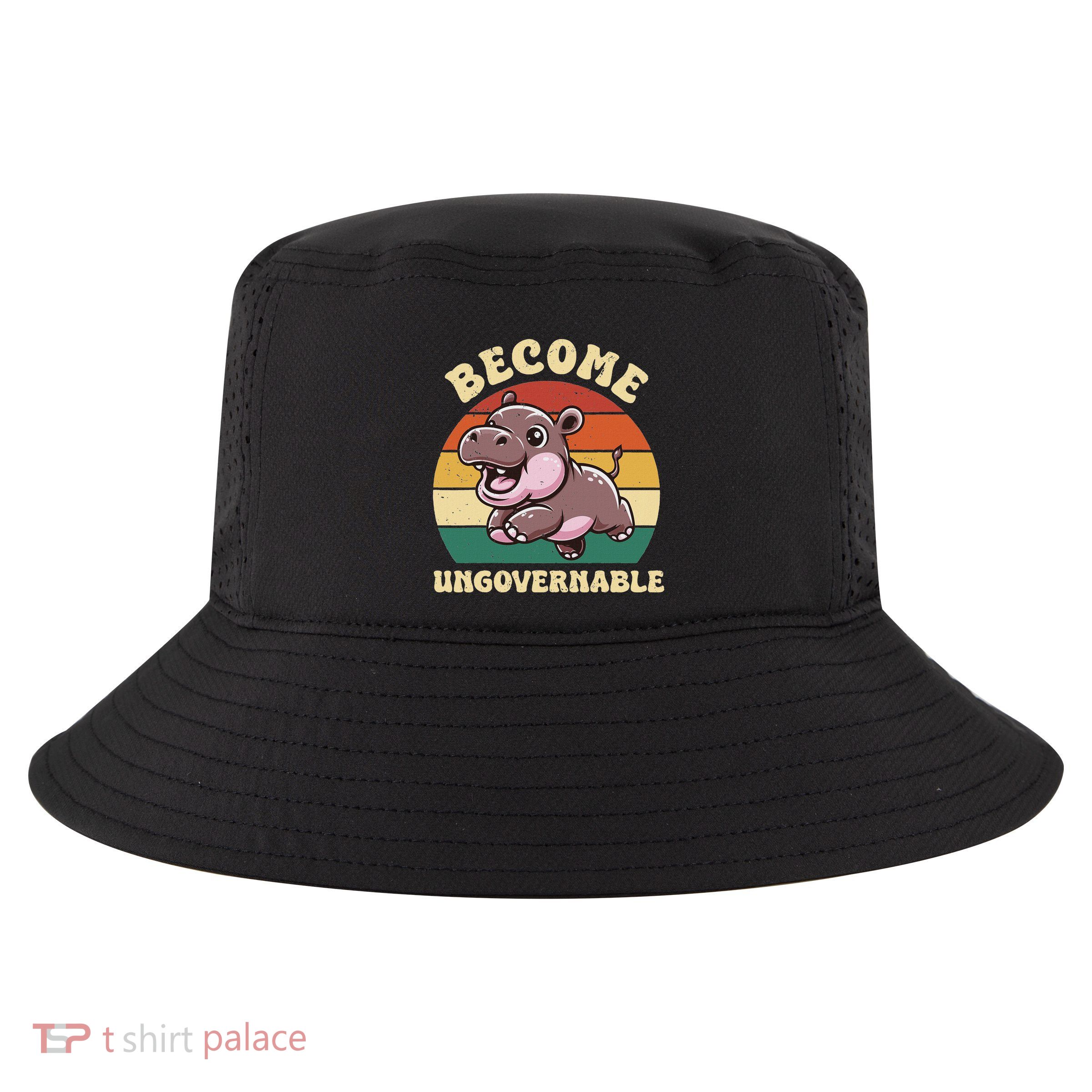 Become Ungovernable Funny Saying Baby Hippopotamus Moo Deng Cool Comfort Performance Bucket Hat