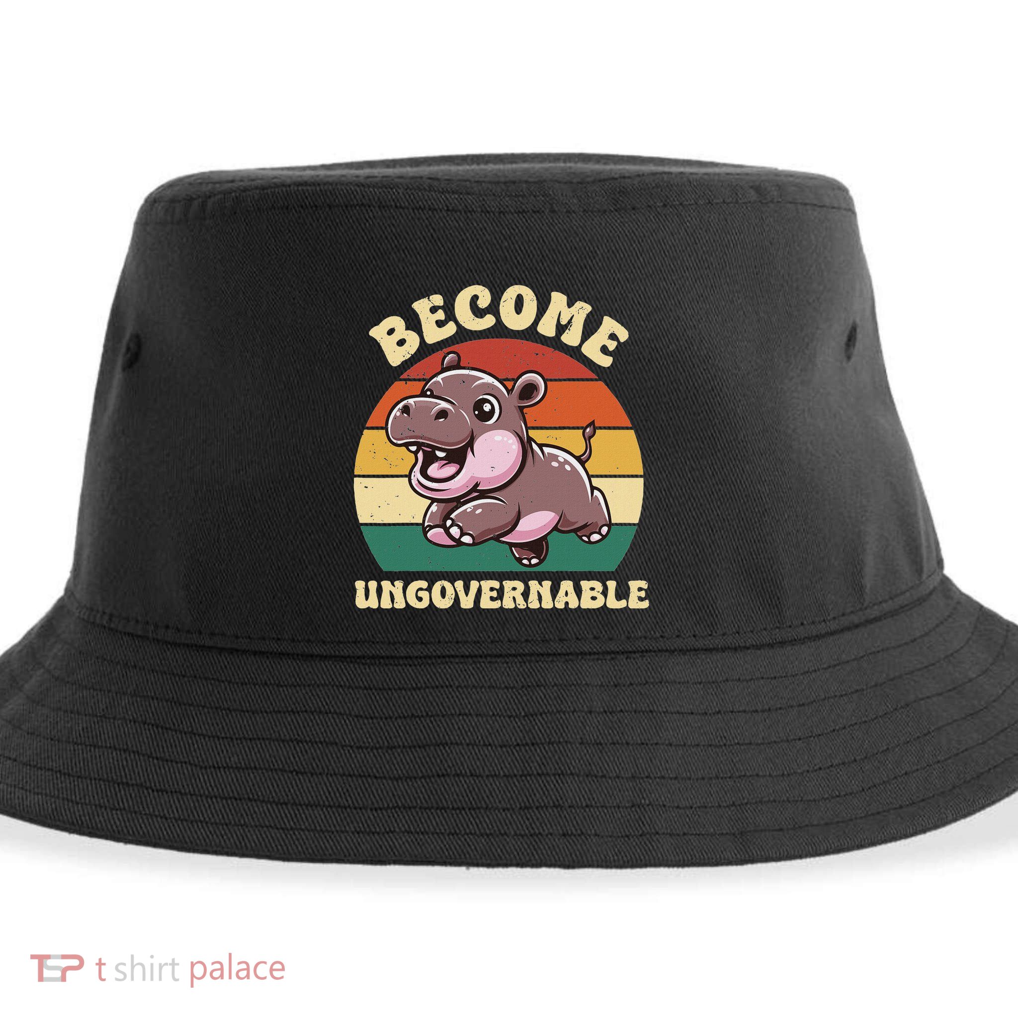 Become Ungovernable Funny Saying Baby Hippopotamus Moo Deng Sustainable Bucket Hat