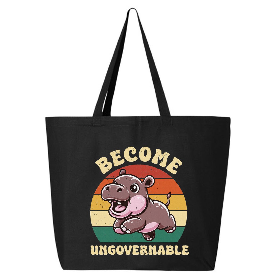 Become Ungovernable Funny Saying Baby Hippopotamus Moo Deng 25L Jumbo Tote
