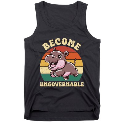 Become Ungovernable Funny Saying Baby Hippopotamus Moo Deng Tank Top