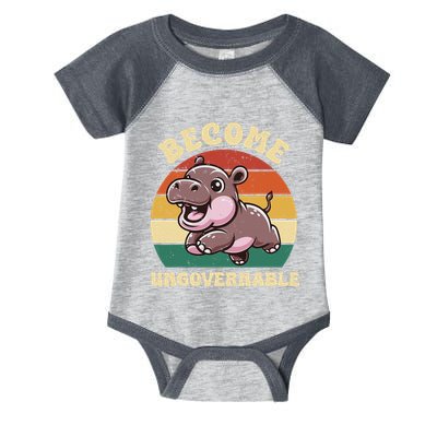 Become Ungovernable Funny Saying Baby Hippopotamus Moo Deng Infant Baby Jersey Bodysuit