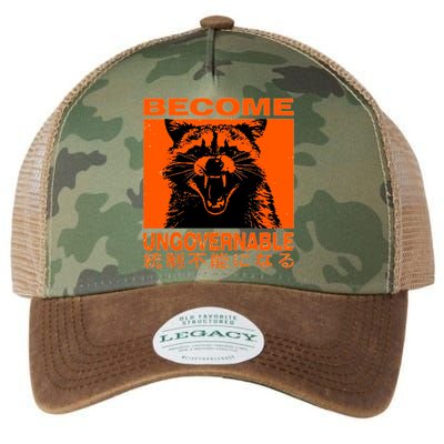 Become Ungovernable Funny Raccoon Japanese Apparel  Legacy Tie Dye Trucker Hat