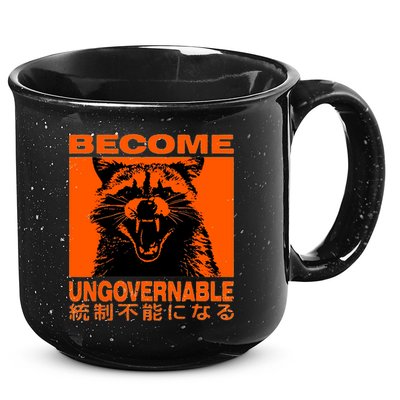 Become Ungovernable Funny Raccoon Japanese Apparel  15oz Campfire Ceramic Mug