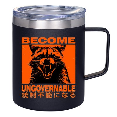 Become Ungovernable Funny Raccoon Japanese Apparel  12oz Stainless Steel Coffee Mug