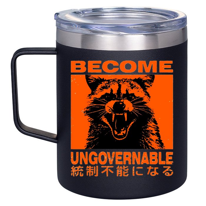 Become Ungovernable Funny Raccoon Japanese Apparel  12oz Stainless Steel Coffee Mug