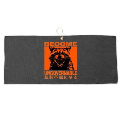 Become Ungovernable Funny Raccoon Japanese Apparel  Large Microfiber Waffle Golf Towel