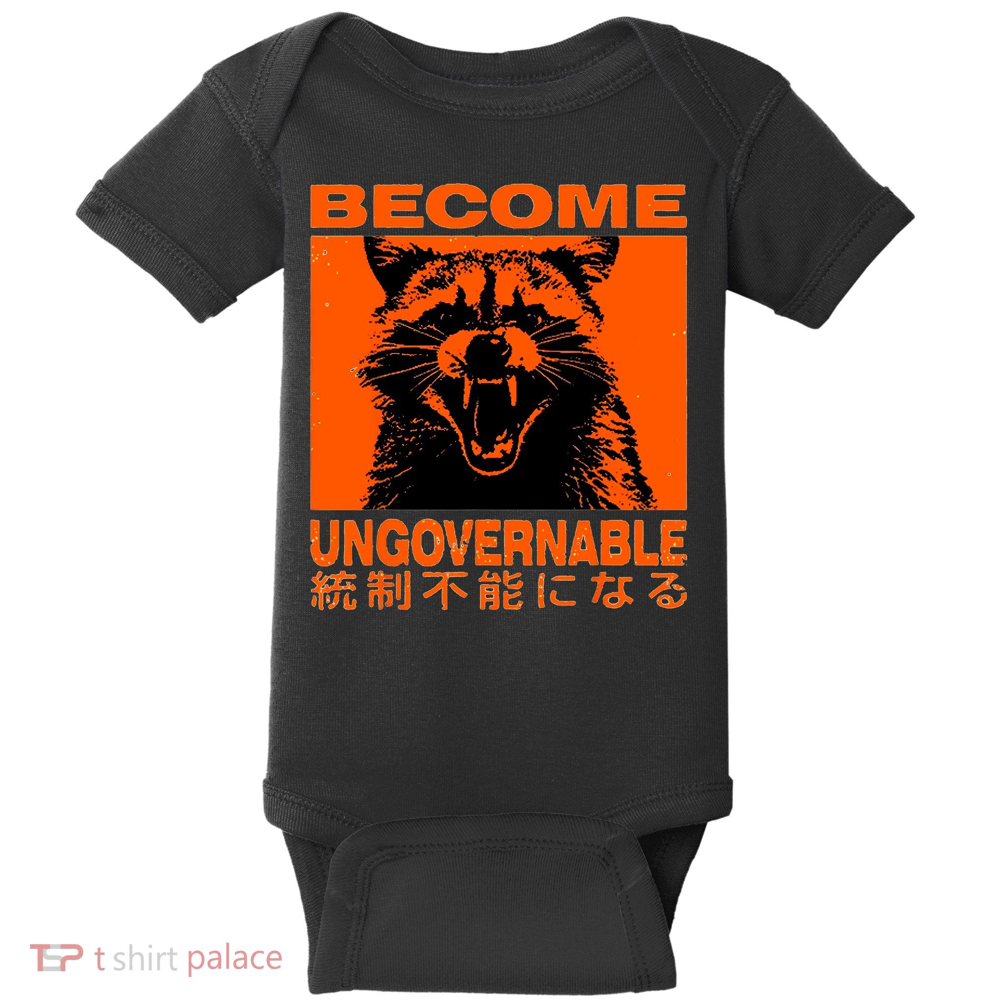 Become Ungovernable Funny Raccoon Japanese Apparel  Baby Bodysuit
