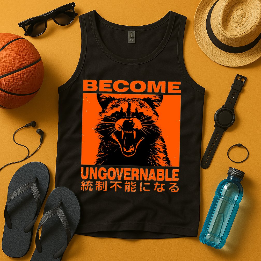 Become Ungovernable Funny Raccoon Japanese Apparel  Tank Top