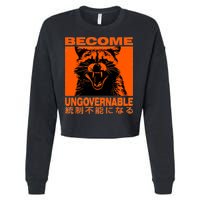 Become Ungovernable Funny Raccoon Japanese Apparel  Cropped Pullover Crew
