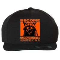 Become Ungovernable Funny Raccoon Japanese Apparel  Wool Snapback Cap