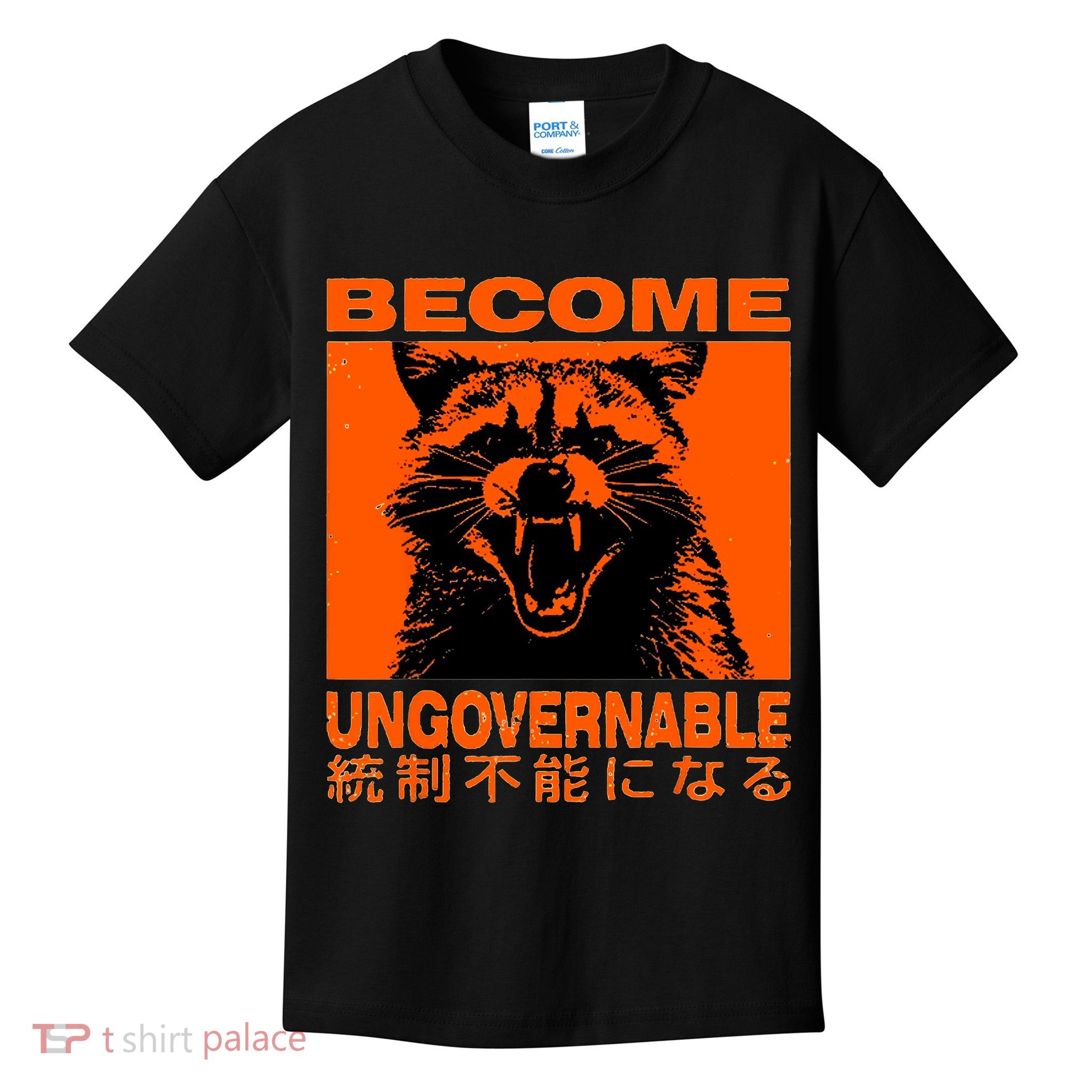 Become Ungovernable Funny Raccoon Japanese Apparel  Kids T-Shirt