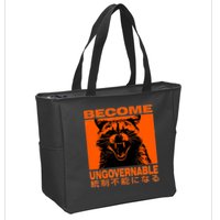 Become Ungovernable Funny Raccoon Japanese Apparel  Zip Tote Bag