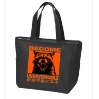 Become Ungovernable Funny Raccoon Japanese Apparel  Zip Tote Bag