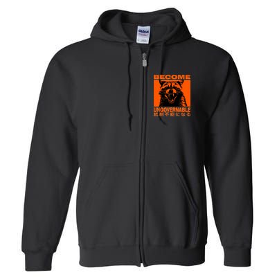 Become Ungovernable Funny Raccoon Japanese Apparel  Full Zip Hoodie