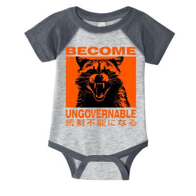 Become Ungovernable Funny Raccoon Japanese Apparel  Infant Baby Jersey Bodysuit