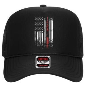 Barber Us Flag Hairdresser Hairstylist Barbershop Barber High Crown Mesh Back Trucker Hat