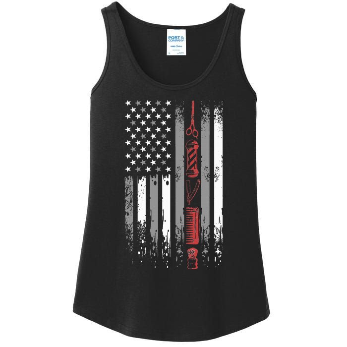 Barber Us Flag Hairdresser Hairstylist Barbershop Barber Ladies Essential Tank