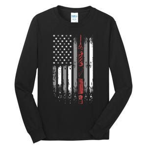 Barber Us Flag Hairdresser Hairstylist Barbershop Barber Tall Long Sleeve T-Shirt