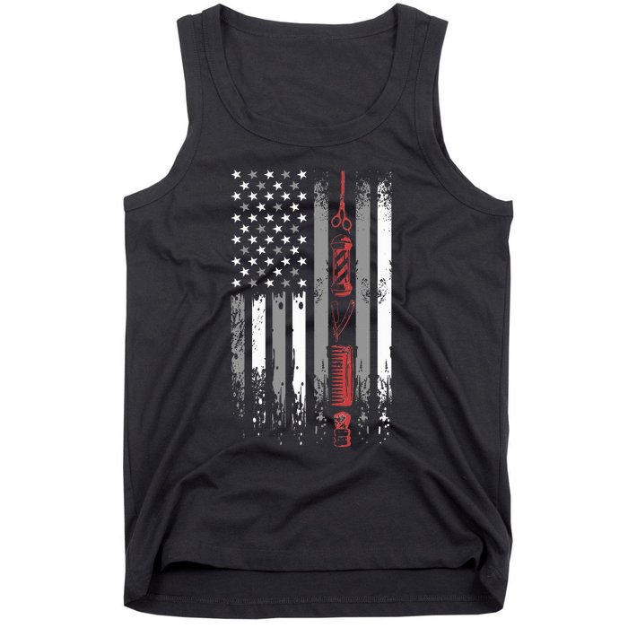 Barber Us Flag Hairdresser Hairstylist Barbershop Barber Tank Top