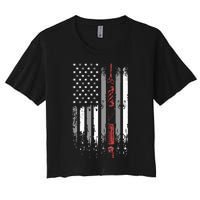 Barber Us Flag Hairdresser Hairstylist Barbershop Barber Women's Crop Top Tee