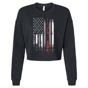 Barber Us Flag Hairdresser Hairstylist Barbershop Barber Cropped Pullover Crew