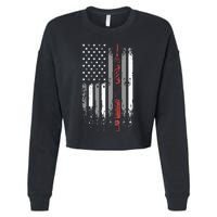 Barber Us Flag Hairdresser Hairstylist Barbershop Barber Cropped Pullover Crew