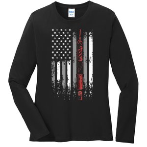 Barber Us Flag Hairdresser Hairstylist Barbershop Barber Ladies Long Sleeve Shirt