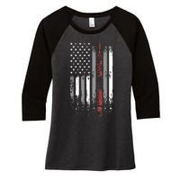 Barber Us Flag Hairdresser Hairstylist Barbershop Barber Women's Tri-Blend 3/4-Sleeve Raglan Shirt