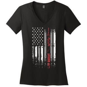 Barber Us Flag Hairdresser Hairstylist Barbershop Barber Women's V-Neck T-Shirt