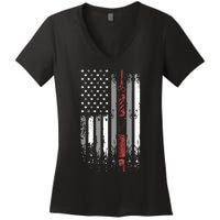 Barber Us Flag Hairdresser Hairstylist Barbershop Barber Women's V-Neck T-Shirt