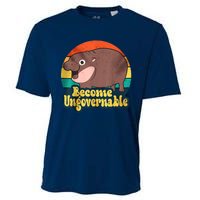 Become Ungovernable Funny Baby Hippo Moo Deng Funny Saying Cooling Performance Crew T-Shirt