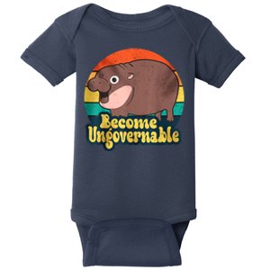 Become Ungovernable Funny Baby Hippo Moo Deng Funny Saying Baby Bodysuit