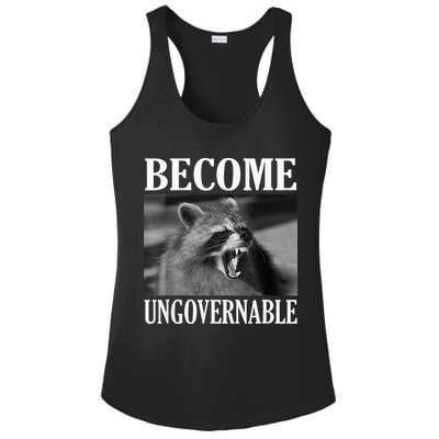Become Ungovernable Funny Raccoon Face Meme Ladies PosiCharge Competitor Racerback Tank
