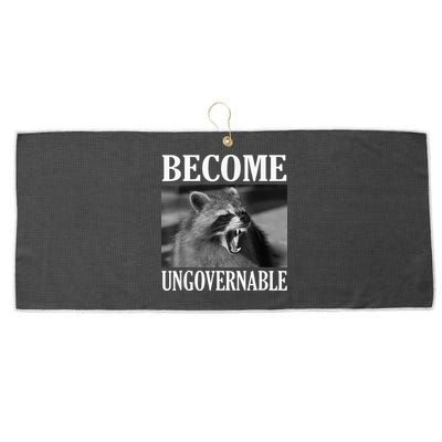 Become Ungovernable Funny Raccoon Face Meme Large Microfiber Waffle Golf Towel
