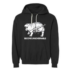 Become Ungovernable Funny Moodeng Garment-Dyed Fleece Hoodie