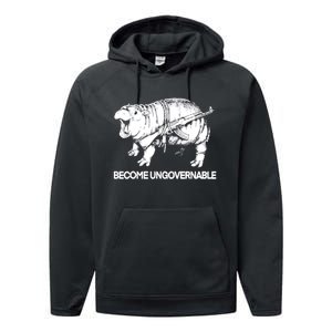 Become Ungovernable Funny Moodeng Performance Fleece Hoodie