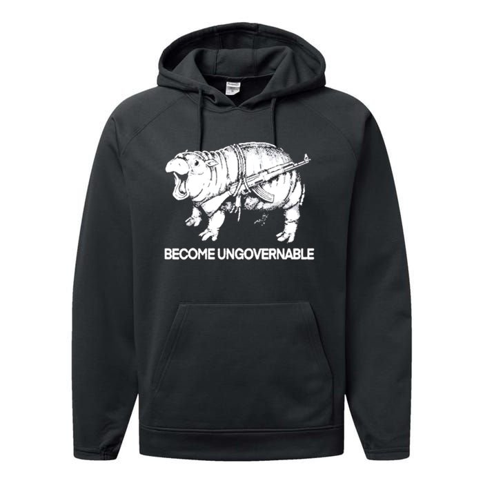 Become Ungovernable Funny Moodeng Performance Fleece Hoodie